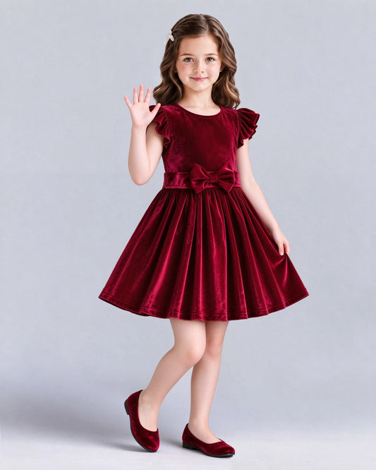 Burgundy A-line Girls Formal Dress Pose [Shared]