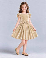 Champagne A-line Girls Formal Dress Front