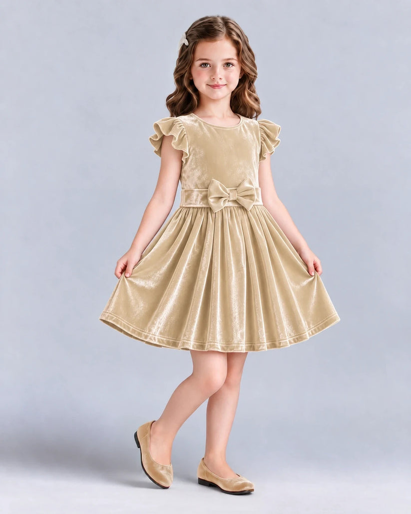 Champagne A-line Girls Formal Dress Front