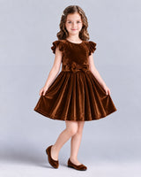 Chocolate A-line Girls Formal Dress Front