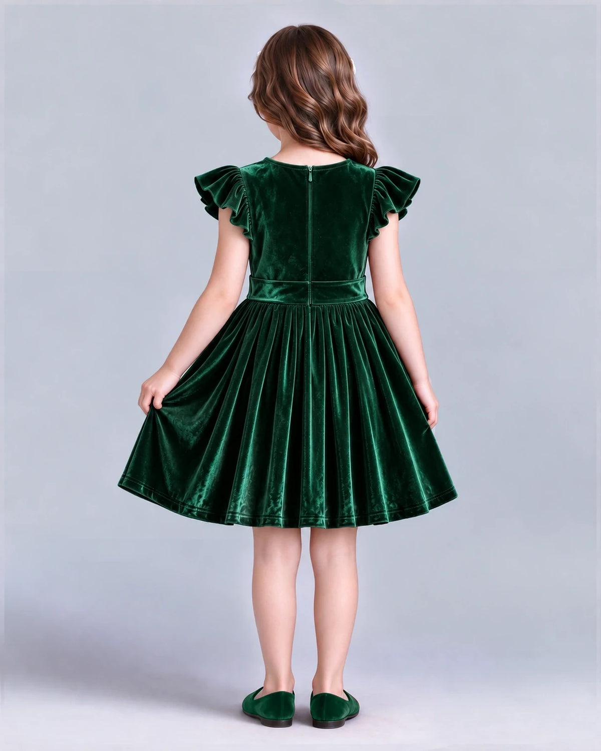 Dark Green A-line Girls Formal Dress Back [Shared]