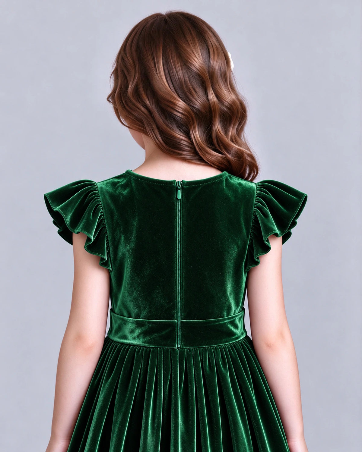 Dark Green A-line Girls Formal Dress Back_Detail [Shared]