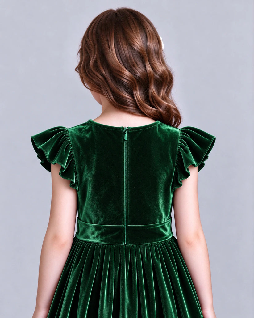 Dark Green A-line Girls Formal Dress Back_Detail [Shared]