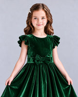Dark Green A-line Girls Formal Dress Detail