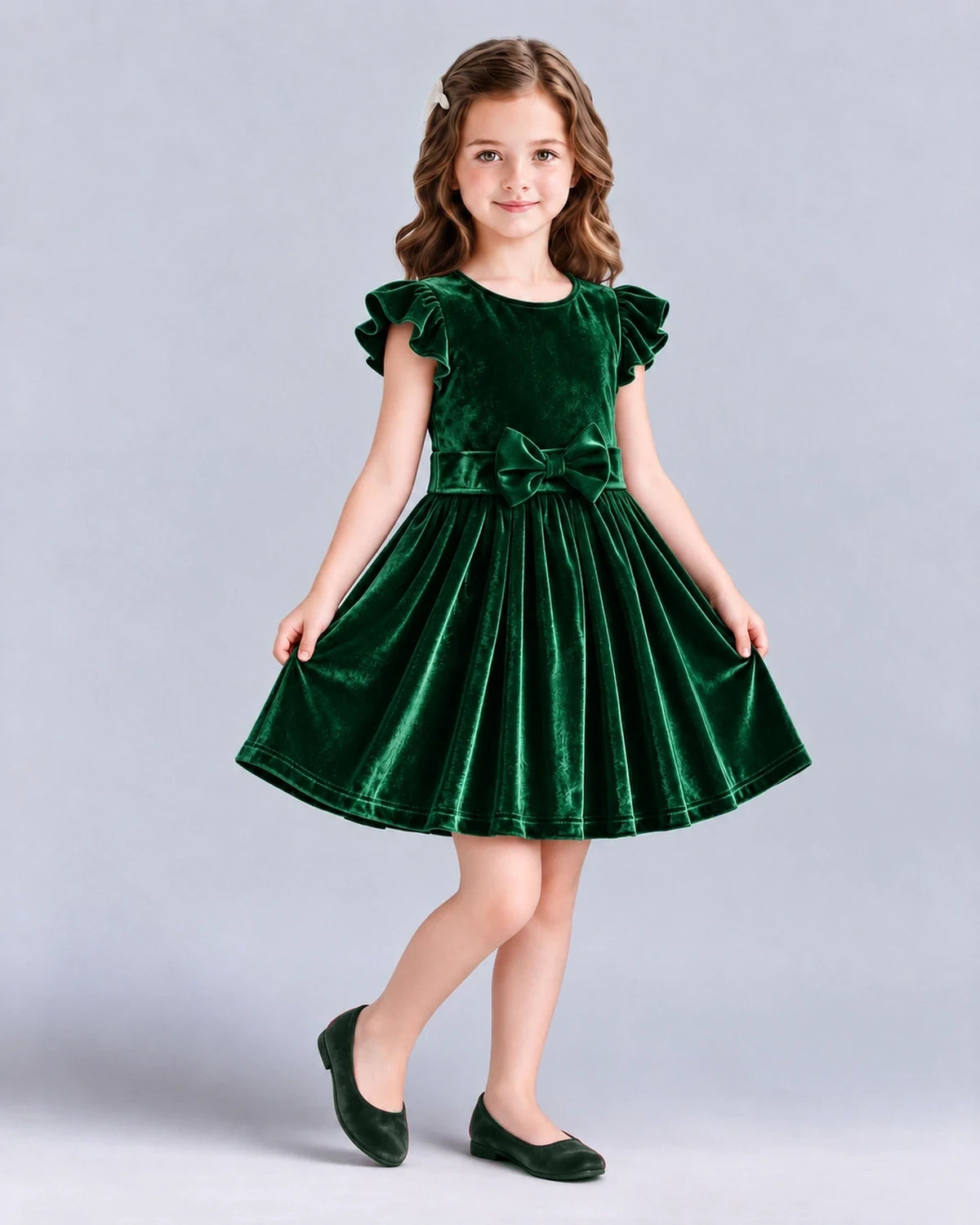 Dark Green A-line Girls Formal Dress Front