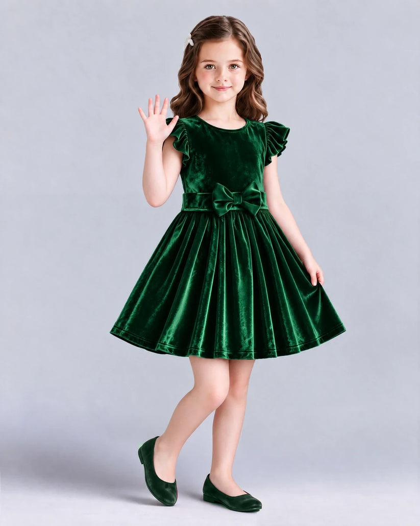 Dark Green A-line Girls Formal Dress Pose [Shared]