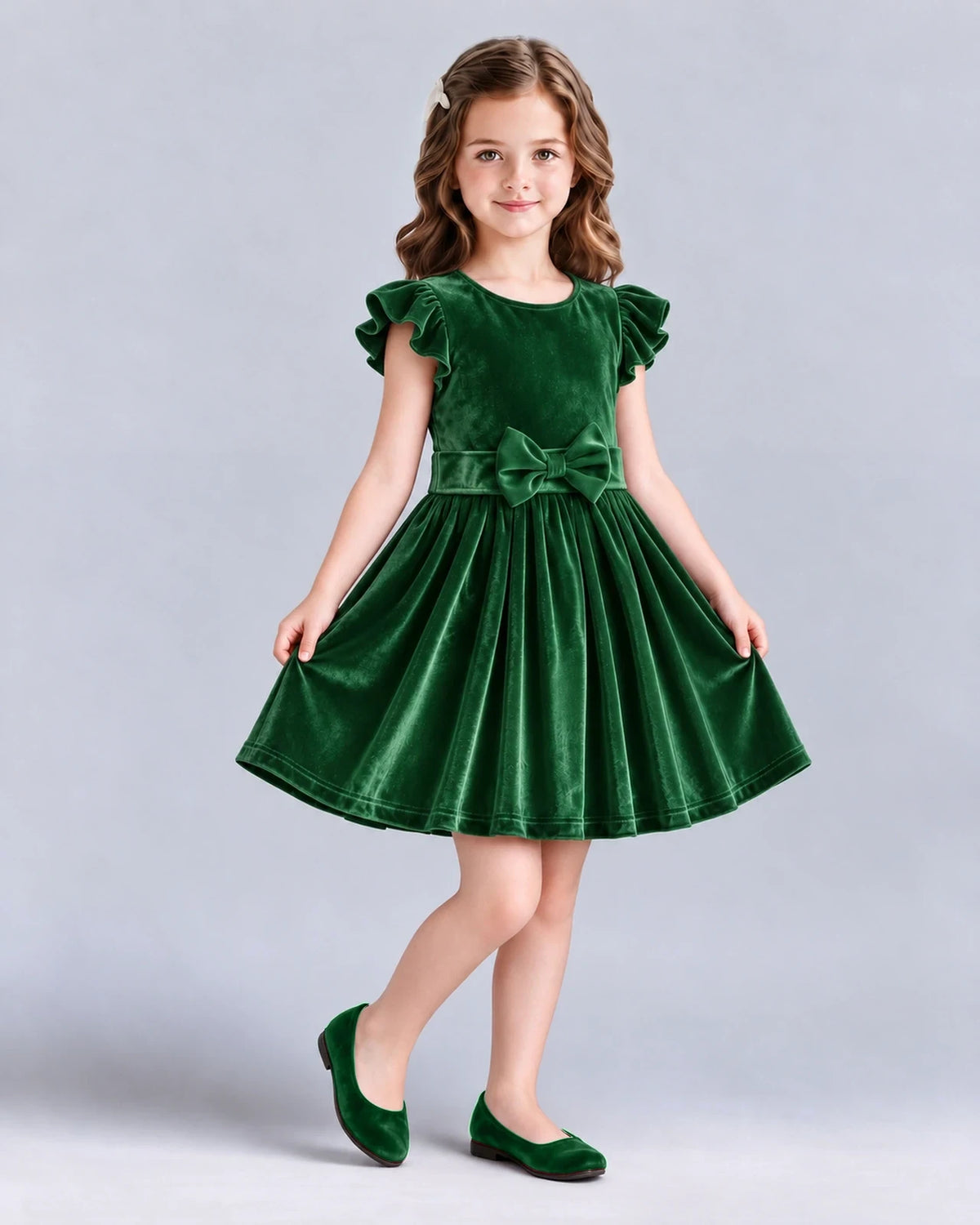 Emerald Green A-line Girls Formal Dress Front