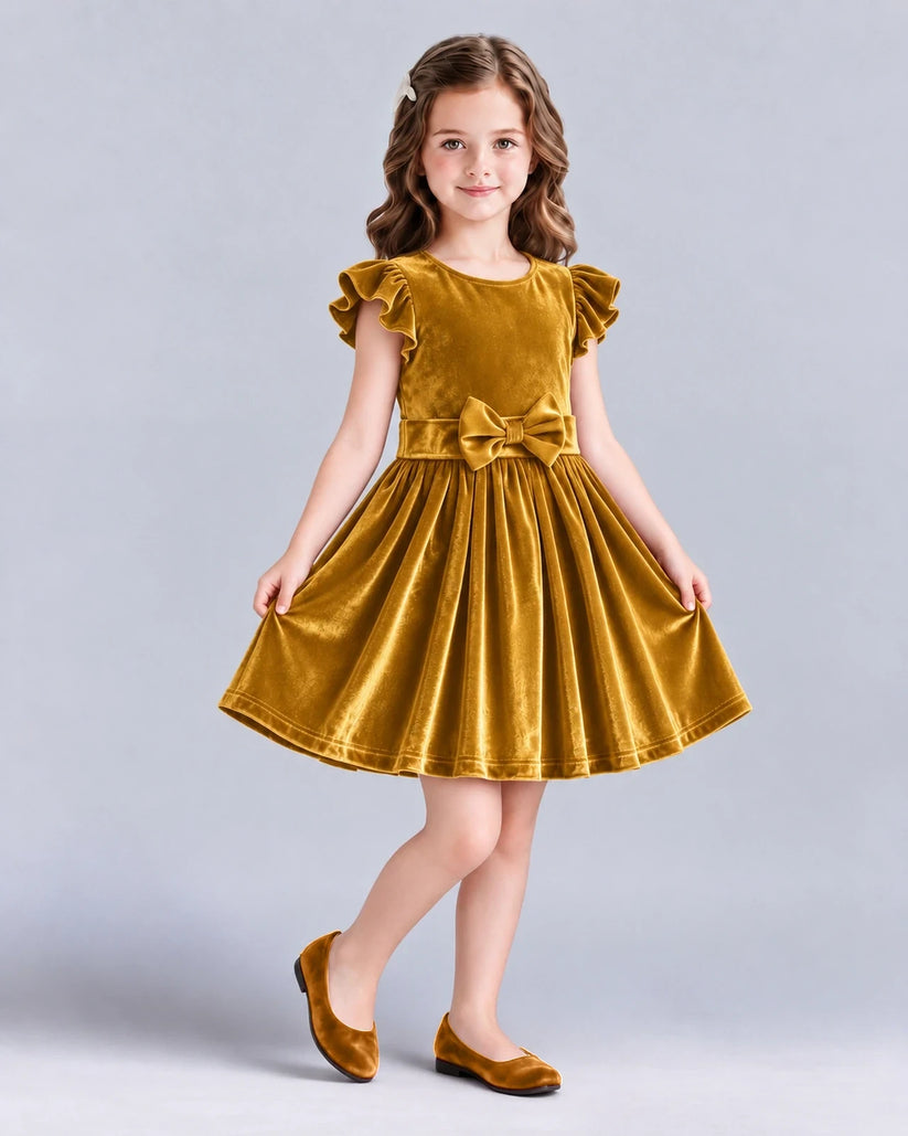 Gold A-line Girls Formal Dress Front
