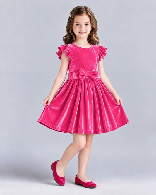 Hot Pink A-line Girls Formal Dress Front