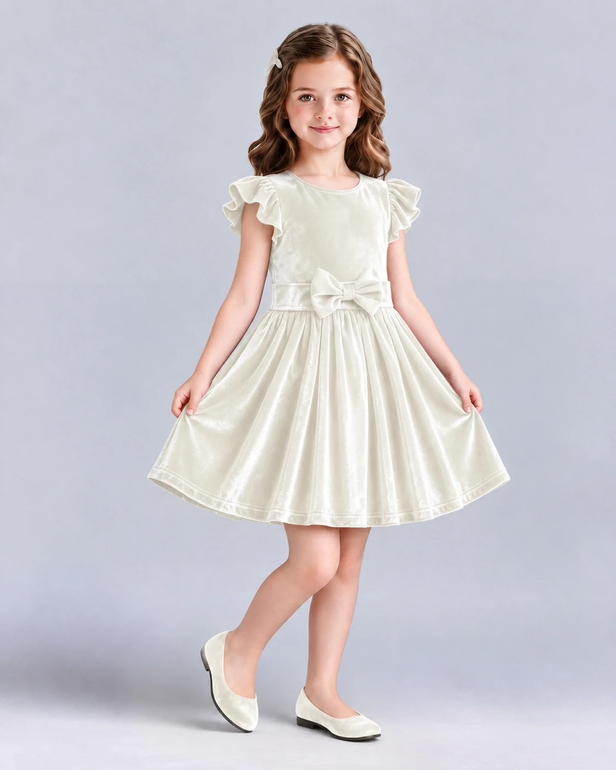 Ivory A-line Girls Formal Dress Front