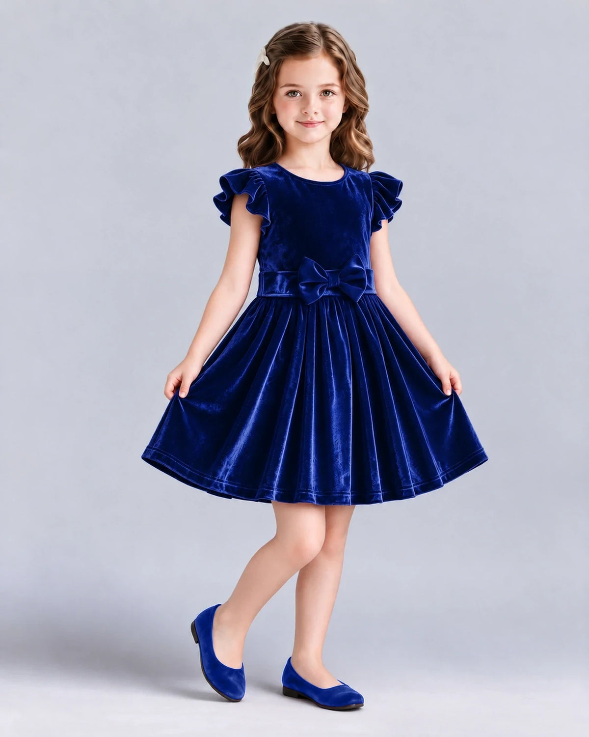 Royal Blue A-line Girls Formal Dress Front