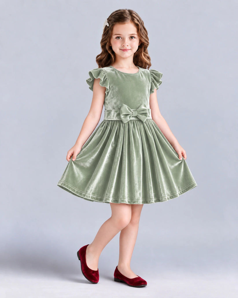 Sage Green A-line Girls Formal Dress Front