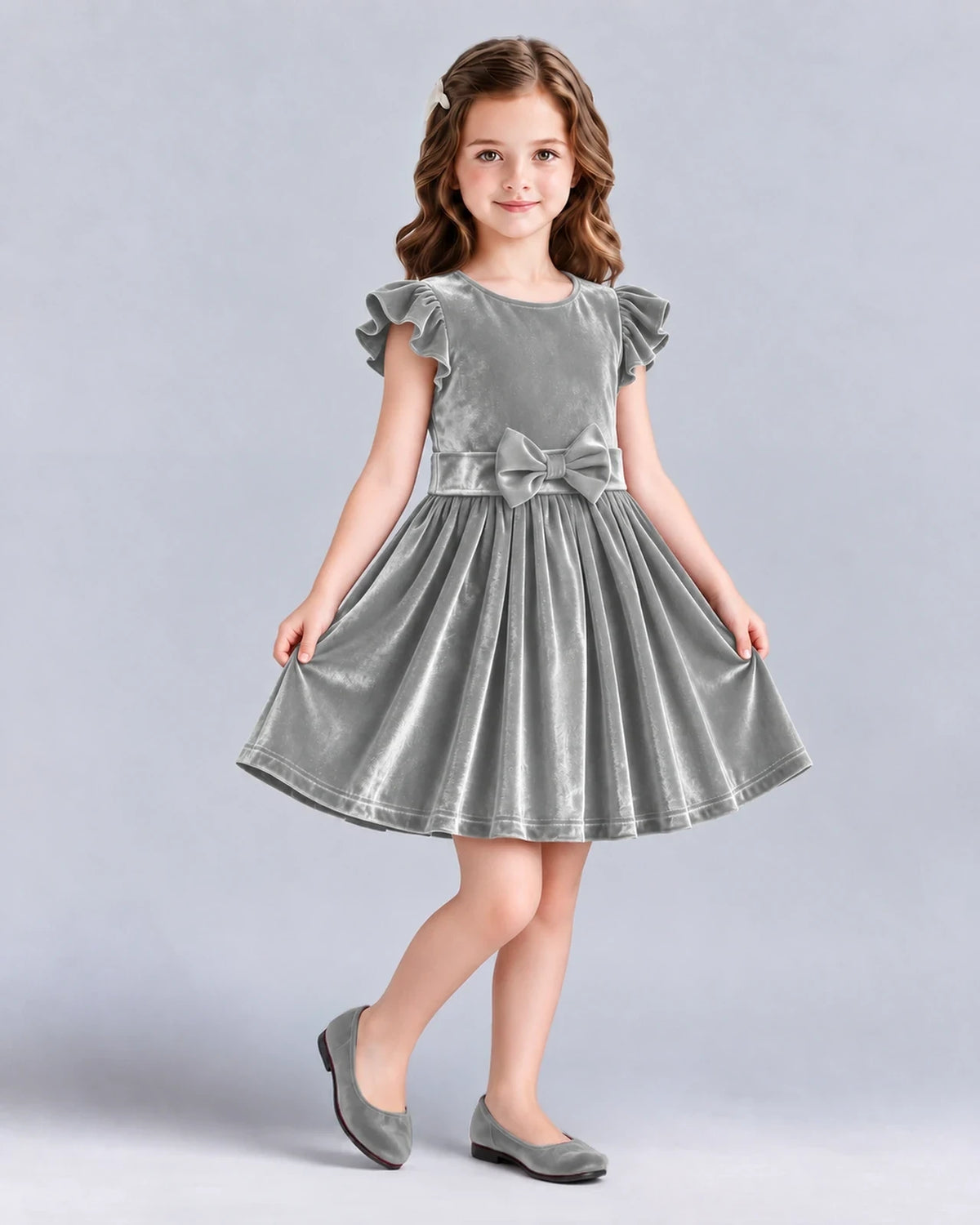 Silver A-line Girls Formal Dress Front