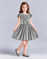Silver A-line Girls Formal Dress Front
