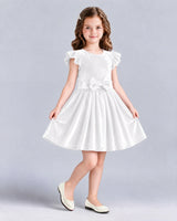 White A-line Girls Formal Dress Front