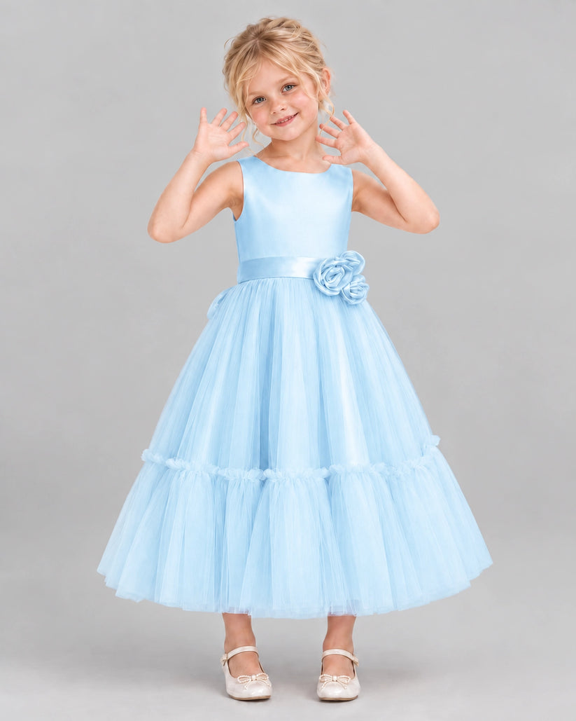 Baby Blue A-line Flower Girl Dresses Front