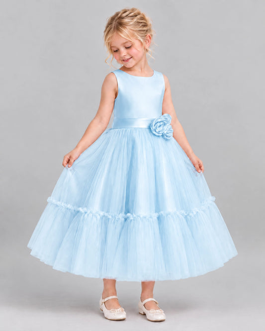 Baby Blue A-line Flower Girl Dresses Side