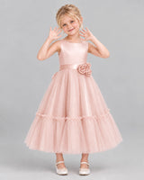 Blush Pink A-line Flower Girl Dresses Front