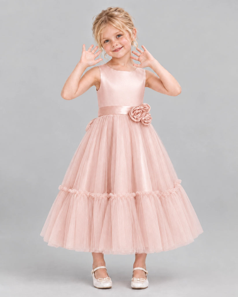 Blush Pink A-line Flower Girl Dresses Front