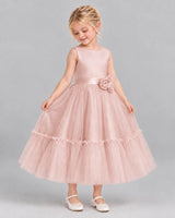 Blush Pink A-line Flower Girl Dresses Side