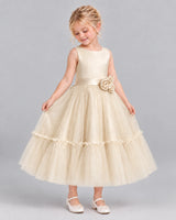 Champagne A-line Flower Girl Dresses Side