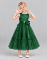 Dark Green A-line Flower Girl Dresses Front