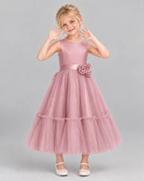 Blush Pink A-line Flower Girl Dresses Front
