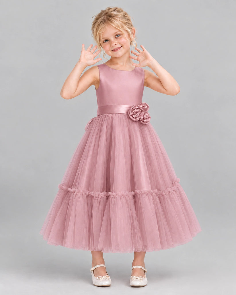Blush Pink A-line Flower Girl Dresses Front