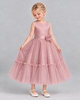 Blush Pink A-line Flower Girl Dresses Side