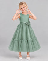 Eucalyptus A-line Flower Girl Dresses Front