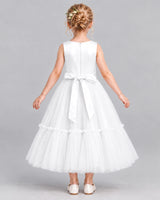 Ivory A-line Flower Girl Dresses Back