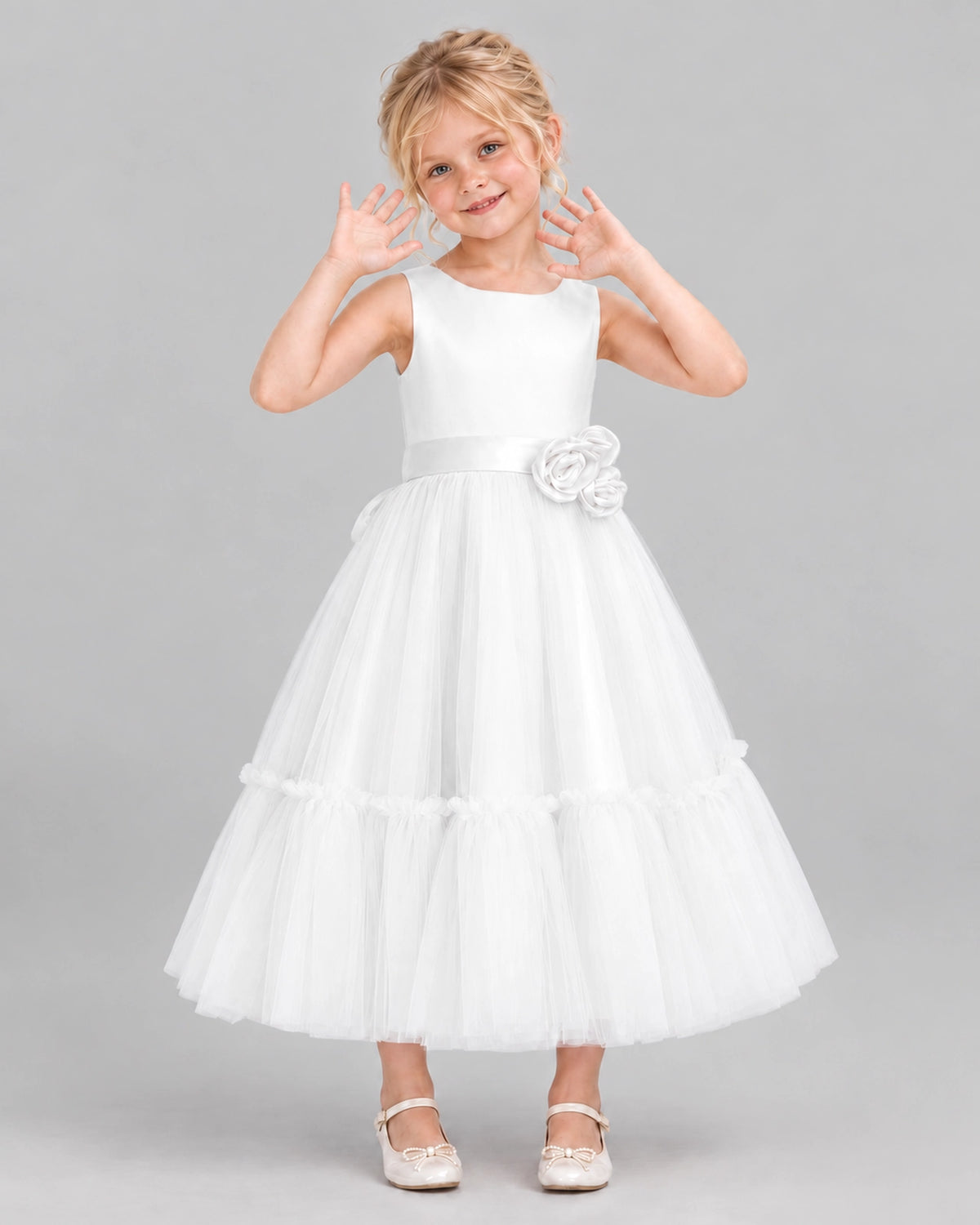 Ivory A-line Flower Girl Dresses Front