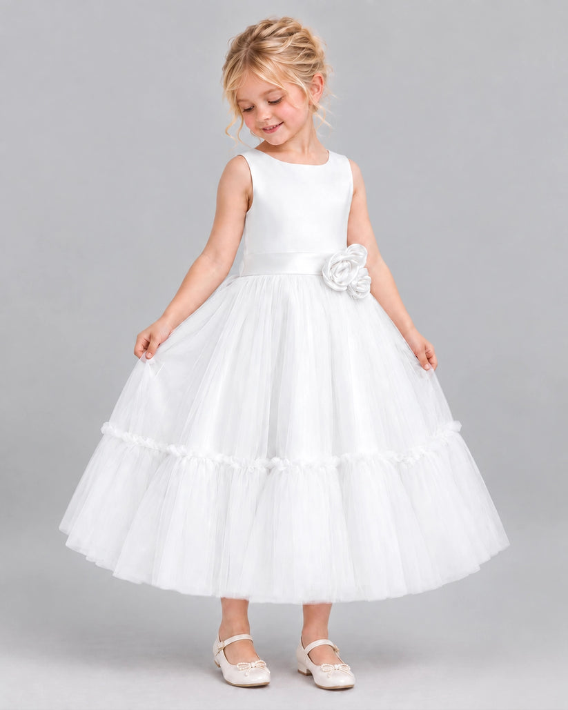 Ivory A-line Flower Girl Dresses Side