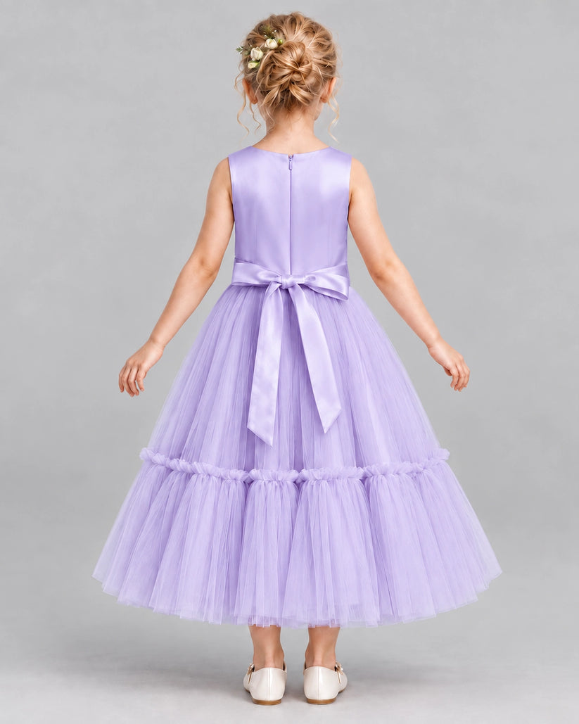 Lavender A-line Flower Girl Dresses Back