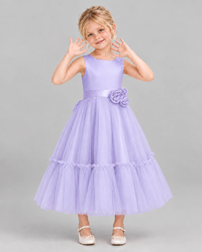 Lavender A-line Flower Girl Dresses Front