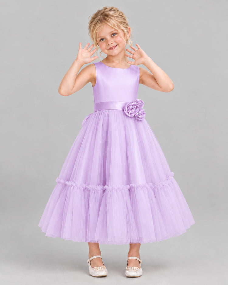 Lilac A-line Flower Girl Dresses Front