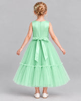 Mint Green A-line Flower Girl Dresses Back