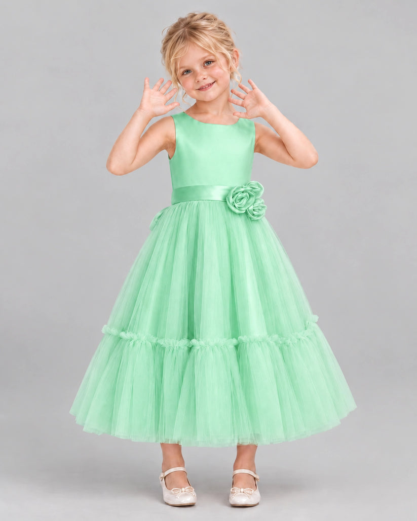 Mint Green A-line Flower Girl Dresses Front