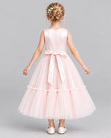Pink A-line Flower Girl Dresses Back