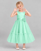 Turquoise A-line Flower Girl Dresses Front