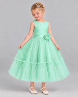 Turquoise A-line Flower Girl Dresses Side
