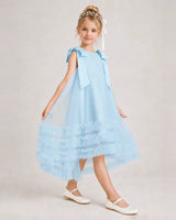 Baby Blue Tulle A-line Girls Formal Dress Front View