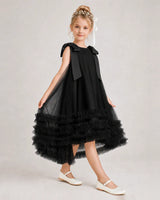 Black Tulle A-line Girls Formal Dress Front View