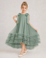 Eucalyptus Tulle A-line Girls Formal Dress Front View