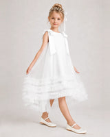 Ivory Tulle A-line Girls Formal Dress Front View