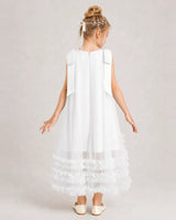 Ivory Tulle A-line Girls Formal Dress Back View