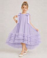 Lavender Tulle A-line Girls Formal Dress Front View