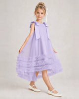 Lavender Tulle A-line Girls Formal Dress Front View
