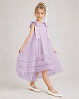 Lilac Tulle A-line Girls Formal Dress Front View