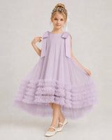 Lilac Tulle A-line Girls Formal Dress Front View